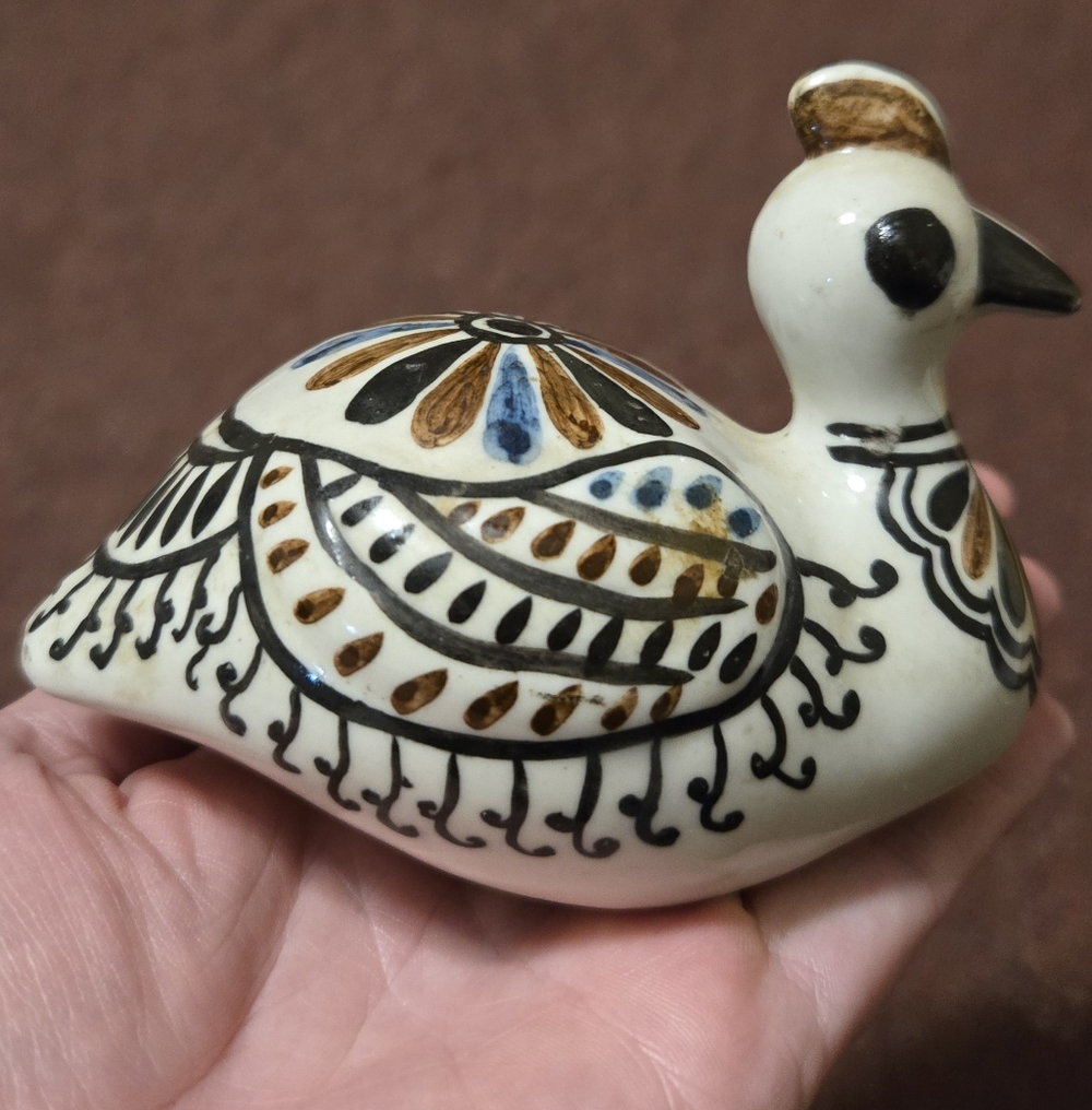 Vintage Mexican Tonalá Pottery Bird Figurine